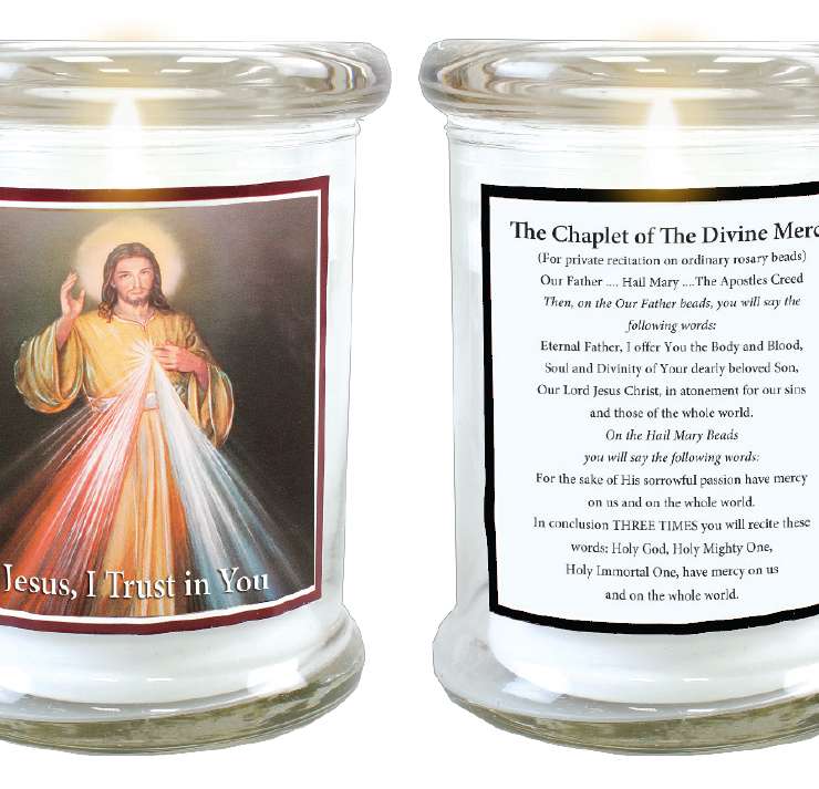 Divine Mercy LED Glass Candle Holder